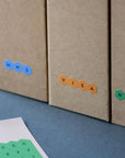 HEXAGON ALPHABET STICKER - BLUE / BROWN