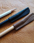 BLACK BROWN LEATHER PEN CAP